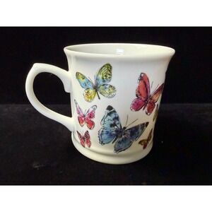 Cooksmart England Fine China Butterfly Mug White Watercolor Ceramic Coffee Cup